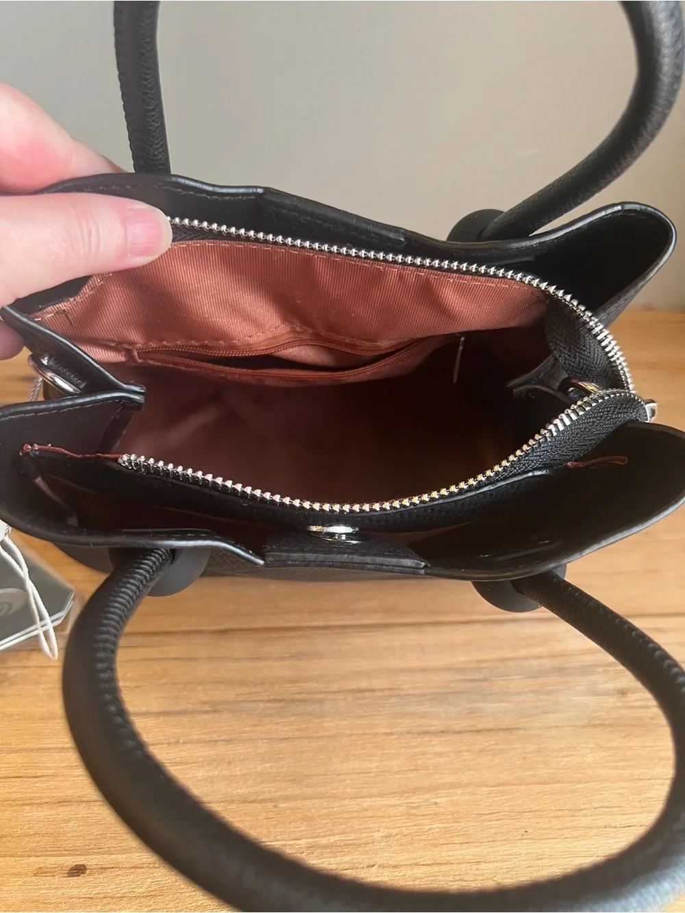 NWT Black Woven Satchel Handbag with Matching Charm & Shoulder Strap by Sumzen